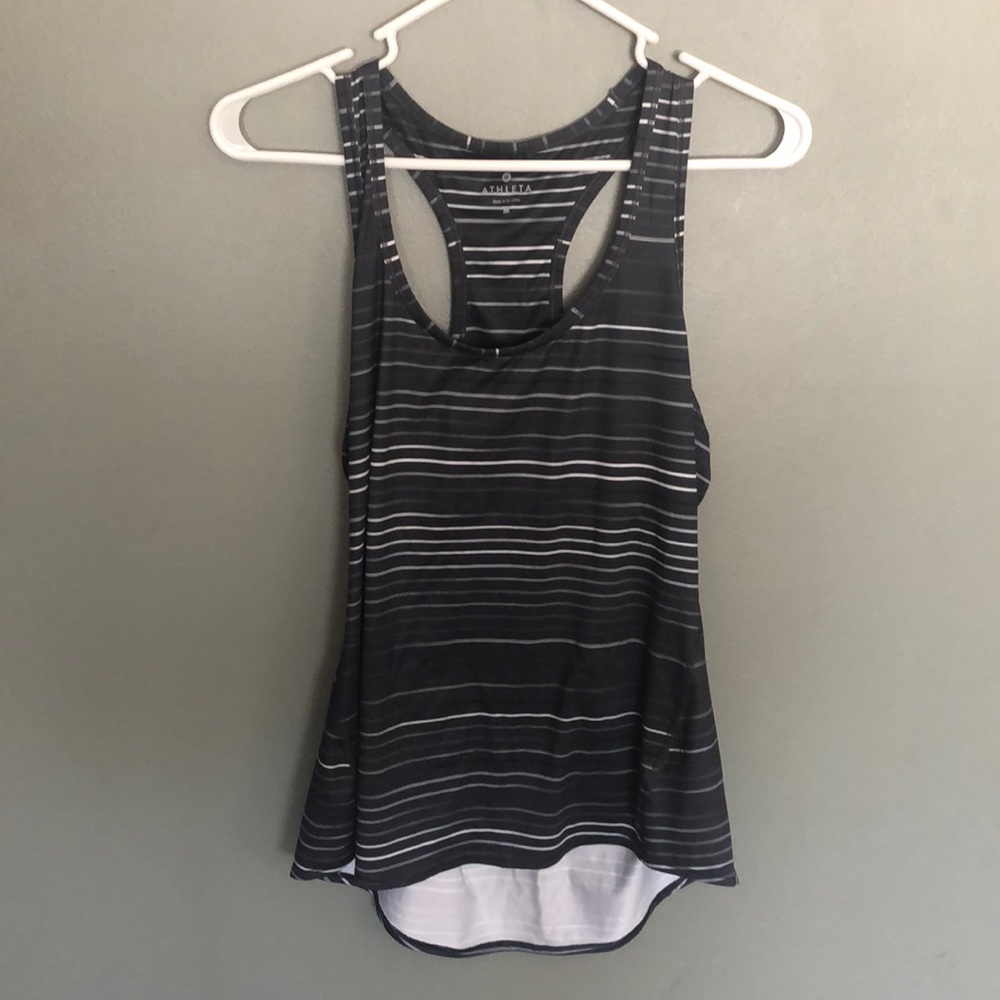 Athleta Racerback Striped Black/Grey Size Medium